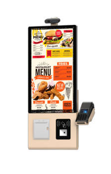 OEM 23,8 Inch Gold Wall Mounted Self Ordering Kiosk Dengan Pos Holder Android/Windows