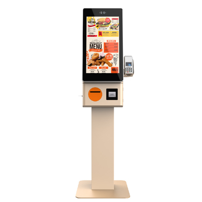 23.8 Inch Free Standing Touch Self-Service Food Ordering Kiosk Restoran Indoor Terminal Pembayaran