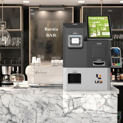 15 Inch Self Service Kiosk dengan Barcode Scanner dan Opsional ID Card Reader untuk Self Checkout yang Efisien